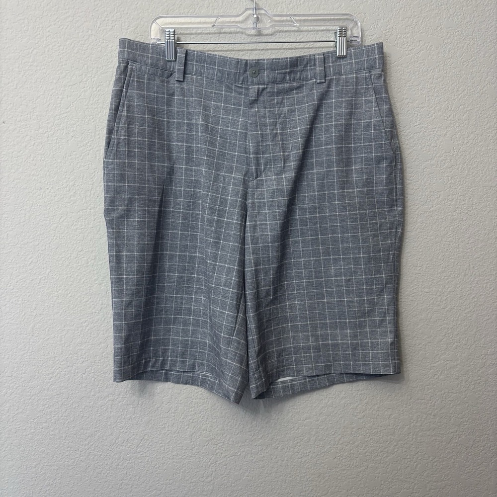 Nike Golf Dri Fit Plaid Shorts Men's Size 34 Chino Blue Gray